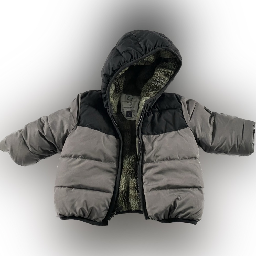 GAP Cold Control Max 6-12 Month Jacket Gray + Black w Camo Fleece Liner